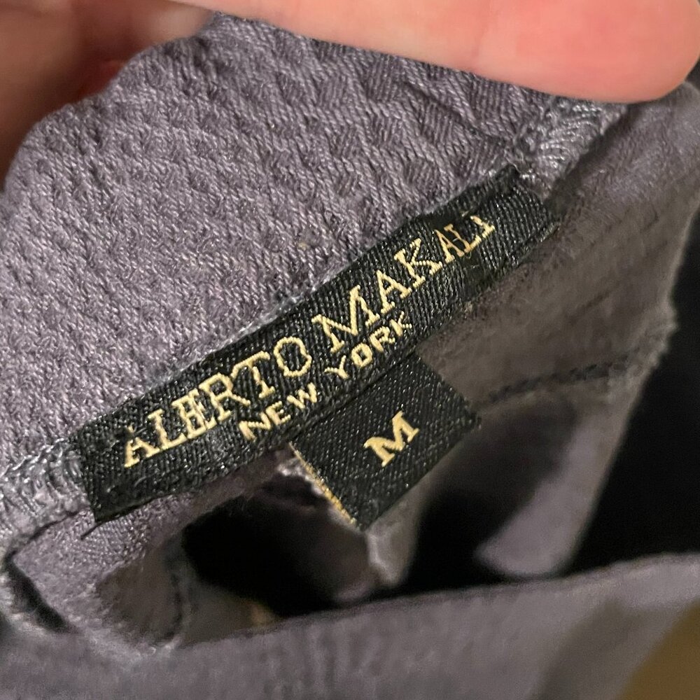 Alberto Makali Snakeskin Textured Slim Trousers | Blue-Grey | Size Medium - Picture 6 of 7